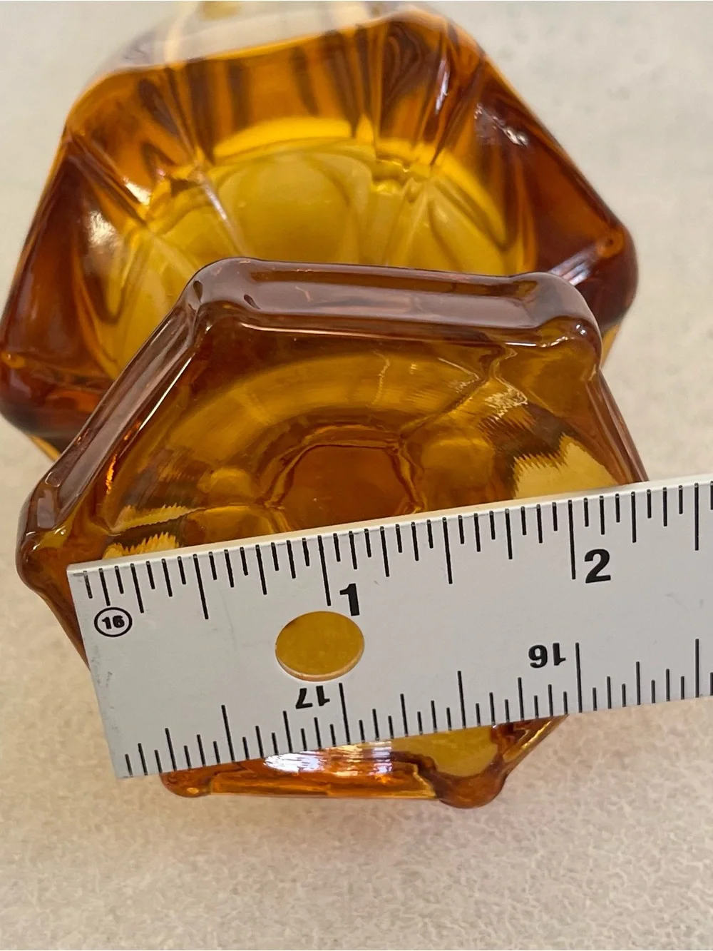 Vintage MCM Viking Glass Amber Swung Vase 14